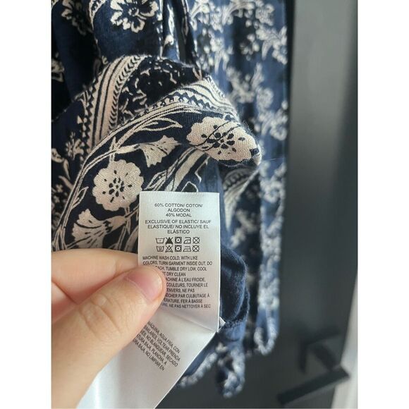 Lucky Brand Navy Paisley Peasant Blouse Size L - Picture 4 of 5